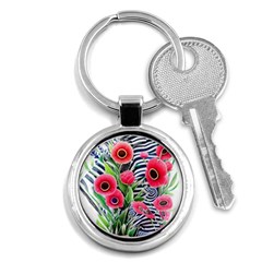 Cherished Blooms – Watercolor Flowers Botanical Key Chain (round) by GardenOfOphir