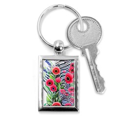 Cherished Blooms – Watercolor Flowers Botanical Key Chain (rectangle) by GardenOfOphir