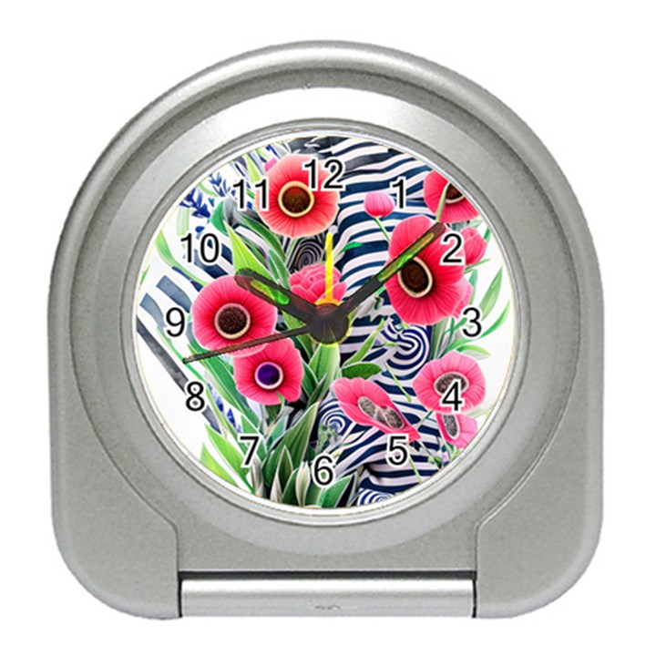 Cherished Blooms – Watercolor Flowers Botanical Travel Alarm Clock