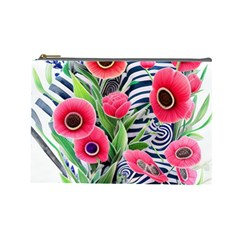 Cherished Blooms – Watercolor Flowers Botanical Cosmetic Bag (large) by GardenOfOphir