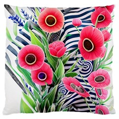 Cherished Blooms – Watercolor Flowers Botanical Large Cushion Case (one Side) by GardenOfOphir