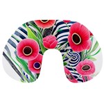 Cherished Blooms – Watercolor Flowers Botanical Travel Neck Pillow Front