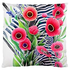 Cherished Blooms – Watercolor Flowers Botanical Standard Premium Plush Fleece Cushion Case (one Side) by GardenOfOphir