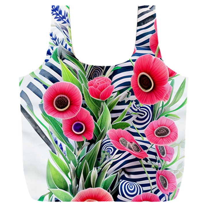 Cherished Blooms – Watercolor Flowers Botanical Full Print Recycle Bag (XXL)