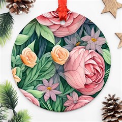 Darling And Dazzling Watercolor Flowers Ornament (round) by GardenOfOphir