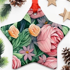 Darling And Dazzling Watercolor Flowers Ornament (star) by GardenOfOphir