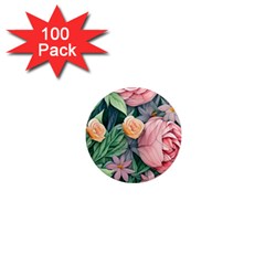 Darling And Dazzling Watercolor Flowers 1  Mini Magnets (100 Pack)  by GardenOfOphir