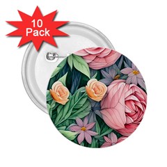 Darling And Dazzling Watercolor Flowers 2 25  Buttons (10 Pack)  by GardenOfOphir