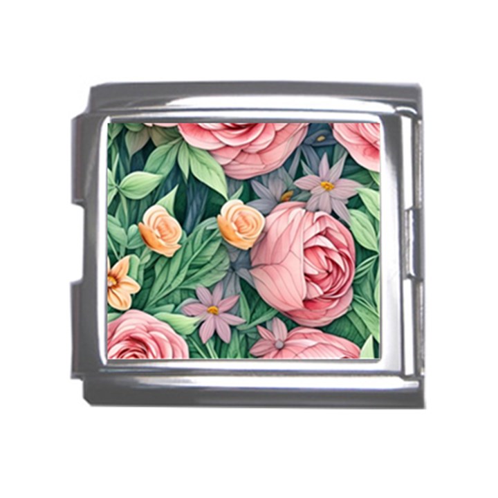 Darling and Dazzling Watercolor Flowers Mega Link Italian Charm (18mm)