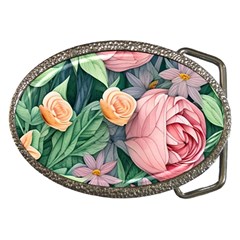 Darling And Dazzling Watercolor Flowers Belt Buckles by GardenOfOphir