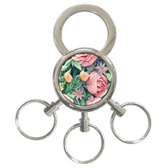 Darling And Dazzling Watercolor Flowers 3-ring Key Chain by GardenOfOphir