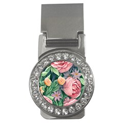 Darling And Dazzling Watercolor Flowers Money Clips (cz)  by GardenOfOphir