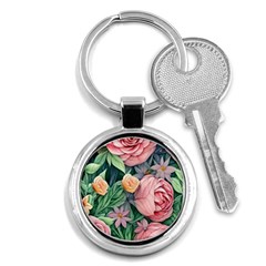 Darling And Dazzling Watercolor Flowers Key Chain (round) by GardenOfOphir