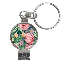 Darling And Dazzling Watercolor Flowers Nail Clippers Key Chain by GardenOfOphir