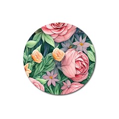 Darling And Dazzling Watercolor Flowers Magnet 3  (round) by GardenOfOphir