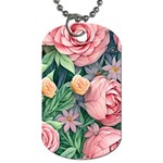 Darling and Dazzling Watercolor Flowers Dog Tag (One Side) Front