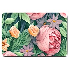 Darling And Dazzling Watercolor Flowers Large Doormat by GardenOfOphir