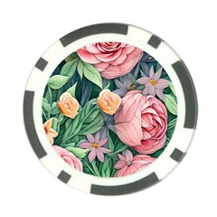 Darling And Dazzling Watercolor Flowers Poker Chip Card Guard by GardenOfOphir