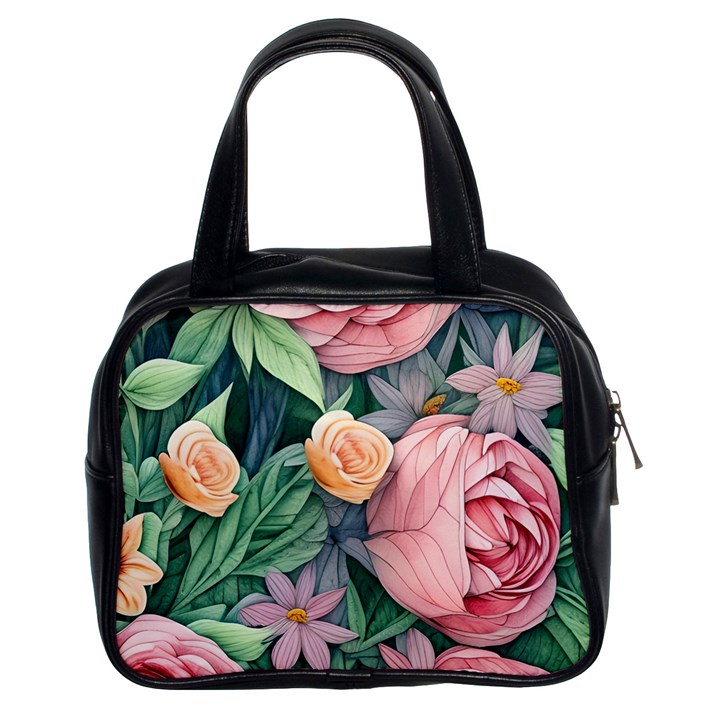 Darling and Dazzling Watercolor Flowers Classic Handbag (Two Sides)