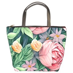 Darling And Dazzling Watercolor Flowers Bucket Bag by GardenOfOphir