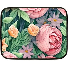 Darling And Dazzling Watercolor Flowers One Side Fleece Blanket (mini) by GardenOfOphir