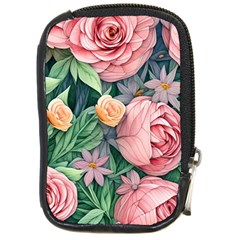 Darling And Dazzling Watercolor Flowers Compact Camera Leather Case by GardenOfOphir