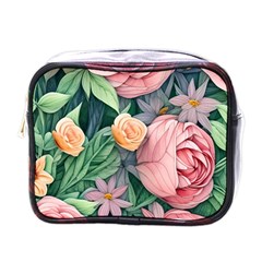 Darling And Dazzling Watercolor Flowers Mini Toiletries Bag (one Side) by GardenOfOphir