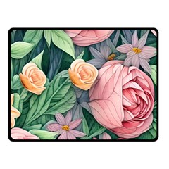 Darling And Dazzling Watercolor Flowers One Side Fleece Blanket (small) by GardenOfOphir