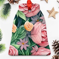 Darling And Dazzling Watercolor Flowers Bell Ornament (two Sides)