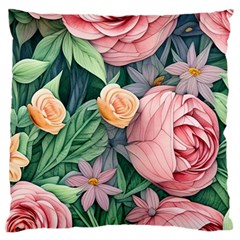 Darling And Dazzling Watercolor Flowers Large Cushion Case (two Sides) by GardenOfOphir