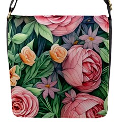 Darling And Dazzling Watercolor Flowers Flap Closure Messenger Bag (s) by GardenOfOphir