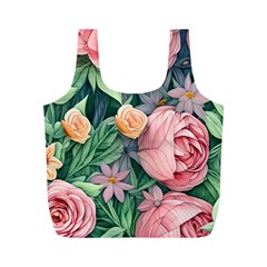 Darling And Dazzling Watercolor Flowers Full Print Recycle Bag (m) by GardenOfOphir