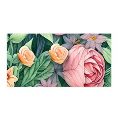 Darling And Dazzling Watercolor Flowers Satin Wrap 35  X 70  by GardenOfOphir