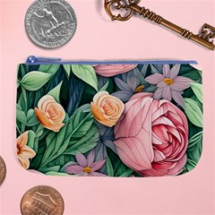 Darling And Dazzling Watercolor Flowers Large Coin Purse by GardenOfOphir