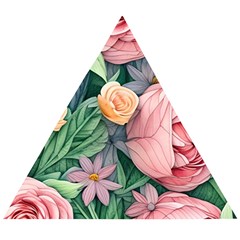 Darling And Dazzling Watercolor Flowers Wooden Puzzle Triangle by GardenOfOphir