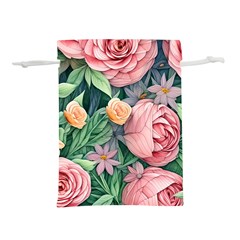 Darling And Dazzling Watercolor Flowers Lightweight Drawstring Pouch (l) by GardenOfOphir