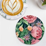 Darling and Dazzling Watercolor Flowers UV Print Round Tile Coaster Front