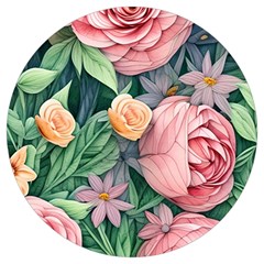 Darling And Dazzling Watercolor Flowers Round Trivet by GardenOfOphir