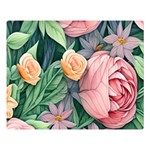 Darling and Dazzling Watercolor Flowers One Side Premium Plush Fleece Blanket (Large) 80 x60  Blanket Front