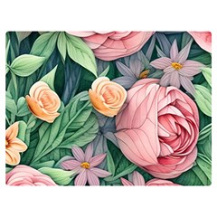 Darling And Dazzling Watercolor Flowers One Side Premium Plush Fleece Blanket (extra Small)