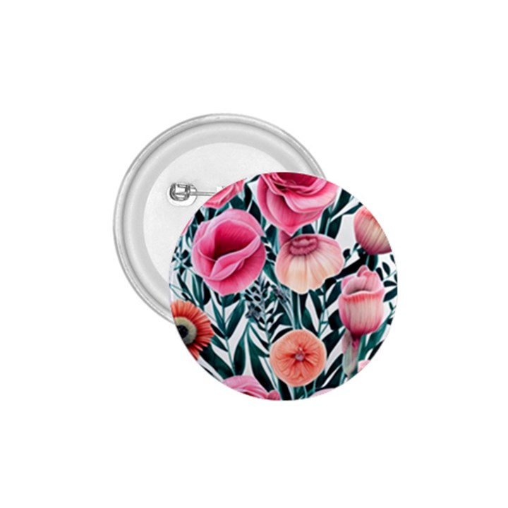 Cheerful Watercolors – Flowers Botanical 1.75  Buttons