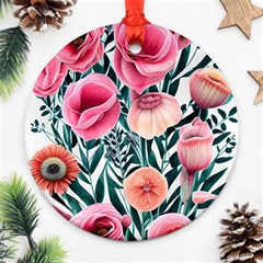 Cheerful Watercolors – Flowers Botanical Ornament (round) by GardenOfOphir