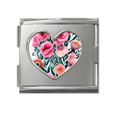 Cheerful Watercolors – Flowers Botanical Mega Link Heart Italian Charm (18mm)