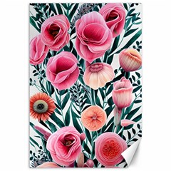 Cheerful Watercolors – Flowers Botanical Canvas 12  X 18  by GardenOfOphir