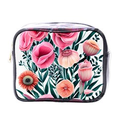 Cheerful Watercolors – Flowers Botanical Mini Toiletries Bag (one Side) by GardenOfOphir