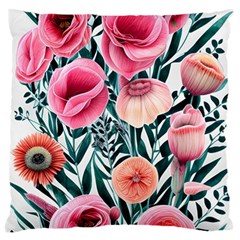 Cheerful Watercolors – Flowers Botanical Large Cushion Case (one Side) by GardenOfOphir