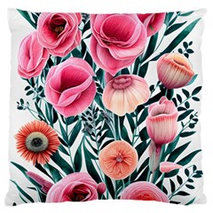 Cheerful Watercolors – Flowers Botanical Standard Premium Plush Fleece Cushion Case (one Side) by GardenOfOphir