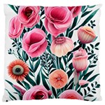 Cheerful Watercolors – Flowers Botanical Large Premium Plush Fleece Cushion Case (One Side) Front