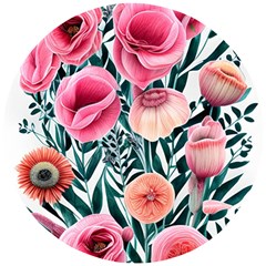 Cheerful Watercolors – Flowers Botanical Wooden Puzzle Round by GardenOfOphir