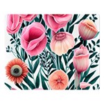 Cheerful Watercolors – Flowers Botanical One Side Premium Plush Fleece Blanket (Large) 80 x60  Blanket Front